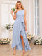 A-Line/Princess One-Shoulder Long Wedding Party Dresses with Sash