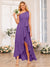 A-Line/Princess One-Shoulder Long Wedding Party Dresses with Sash