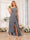 A-Line/Princess One-Shoulder Long Wedding Party Dresses with Sash