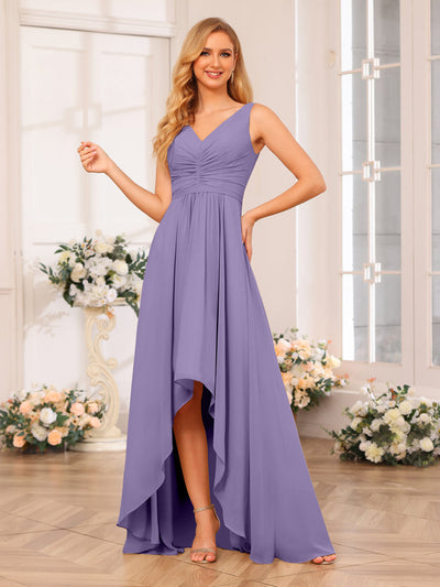 A-Line/Princess V-Neck Long Wedding Party Dresses with Pockets