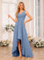 A-Line/Princess V-Neck Long Wedding Party Dresses with Pockets