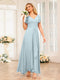 A-Line/Princess V-Neck Long Wedding Party Dresses with Ruffles