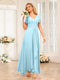 A-Line/Princess V-Neck Long Wedding Party Dresses with Ruffles