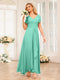 A-Line/Princess V-Neck Long Wedding Party Dresses with Ruffles