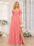 A-Line/Princess Spaghetti Straps Long Wedding Party Dresses with Split Side & Pockets