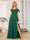 A-Line/Princess Spaghetti Straps Long Wedding Party Dresses with Split Side & Pockets