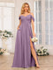 A-Line/Princess Spaghetti Straps Long Wedding Party Dresses with Split Side & Pockets