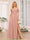 A-Line/Princess Spaghetti Straps Long Wedding Party Dresses with Split Side & Pockets