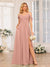A-Line/Princess Spaghetti Straps Long Wedding Party Dresses with Split Side & Pockets