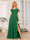 A-Line/Princess Spaghetti Straps Long Wedding Party Dresses with Split Side & Pockets