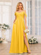 A-Line/Princess Spaghetti Straps Long Wedding Party Dresses with Split Side & Pockets