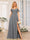 A-Line/Princess Spaghetti Straps Long Wedding Party Dresses with Split Side & Pockets