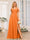 A-Line/Princess Spaghetti Straps Long Wedding Party Dresses with Split Side & Pockets
