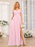 A-Line/Princess Spaghetti Straps Long Wedding Party Dresses with Split Side & Pockets