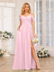A-Line/Princess Spaghetti Straps Long Wedding Party Dresses with Split Side & Pockets