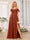 A-Line/Princess Spaghetti Straps Long Wedding Party Dresses with Split Side & Pockets