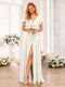 A-Line/Princess V-Neck Long Wedding Party Dresses with Split Side & Sash