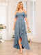 A-Line/Princess Spaghetti Straps Long Wedding Party Dresses with Ruffles