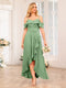 A-Line/Princess Spaghetti Straps Long Wedding Party Dresses with Ruffles