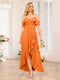 A-Line/Princess Spaghetti Straps Long Wedding Party Dresses with Ruffles