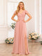 A-Line/Princess V-Neck Long Wedding Party Dresses with Split Side & Pockets
