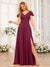 A-Line/Princess V-Neck Long Wedding Party Dresses with Split Side & Pockets