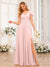 A-Line/Princess V-Neck Long Wedding Party Dresses with Split Side & Pockets