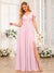 A-Line/Princess V-Neck Long Wedding Party Dresses with Split Side & Pockets