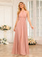 A-Line/Princess Halter Long Wedding Party Dresses with Split Side