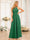 A-Line/Princess Halter Long Wedding Party Dresses with Split Side