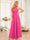 A-Line/Princess Halter Long Wedding Party Dresses with Split Side