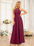 A-Line/Princess Halter Long Wedding Party Dresses with Split Side