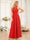 A-Line/Princess Halter Long Wedding Party Dresses with Split Side
