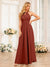 A-Line/Princess Halter Long Wedding Party Dresses with Split Side