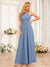 A-Line/Princess Halter Long Wedding Party Dresses with Split Side