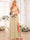 A-Line/Princess Spaghetti Straps Long Wedding Party Dresses with Split Side & Pockets