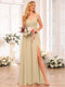 A-Line/Princess Spaghetti Straps Long Wedding Party Dresses with Split Side & Pockets