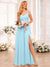 A-Line/Princess Spaghetti Straps Long Wedding Party Dresses with Split Side & Pockets