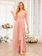 A-Line/Princess Spaghetti Straps Long Wedding Party Dresses with Split Side