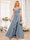 A-Line/Princess Spaghetti Straps Long Wedding Party Dresses with Split Side