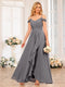 A-Line/Princess Spaghetti Straps Long Wedding Party Dresses with Split Side