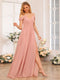A-Line/Princess Spaghetti Straps Long Wedding Party Dresses with Split Side & Pockets