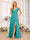 A-Line/Princess Spaghetti Straps Long Wedding Party Dresses with Split Side & Pockets