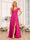 A-Line/Princess Spaghetti Straps Long Wedding Party Dresses with Split Side & Pockets