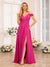 A-Line/Princess Spaghetti Straps Long Wedding Party Dresses with Split Side & Pockets