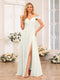 A-Line/Princess Spaghetti Straps Long Wedding Party Dresses with Split Side & Pockets