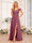 A-Line/Princess Spaghetti Straps Long Wedding Party Dresses with Split Side & Pockets