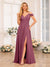 A-Line/Princess Spaghetti Straps Long Wedding Party Dresses with Split Side & Pockets