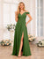 A-Line/Princess Spaghetti Straps Long Wedding Party Dresses with Split Side & Pockets