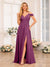 A-Line/Princess Spaghetti Straps Long Wedding Party Dresses with Split Side & Pockets